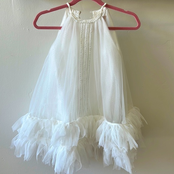 Luna Luna Aurora dress, ethereal white with bead trim and fringe hem, size 2T - Picture 1 of 7